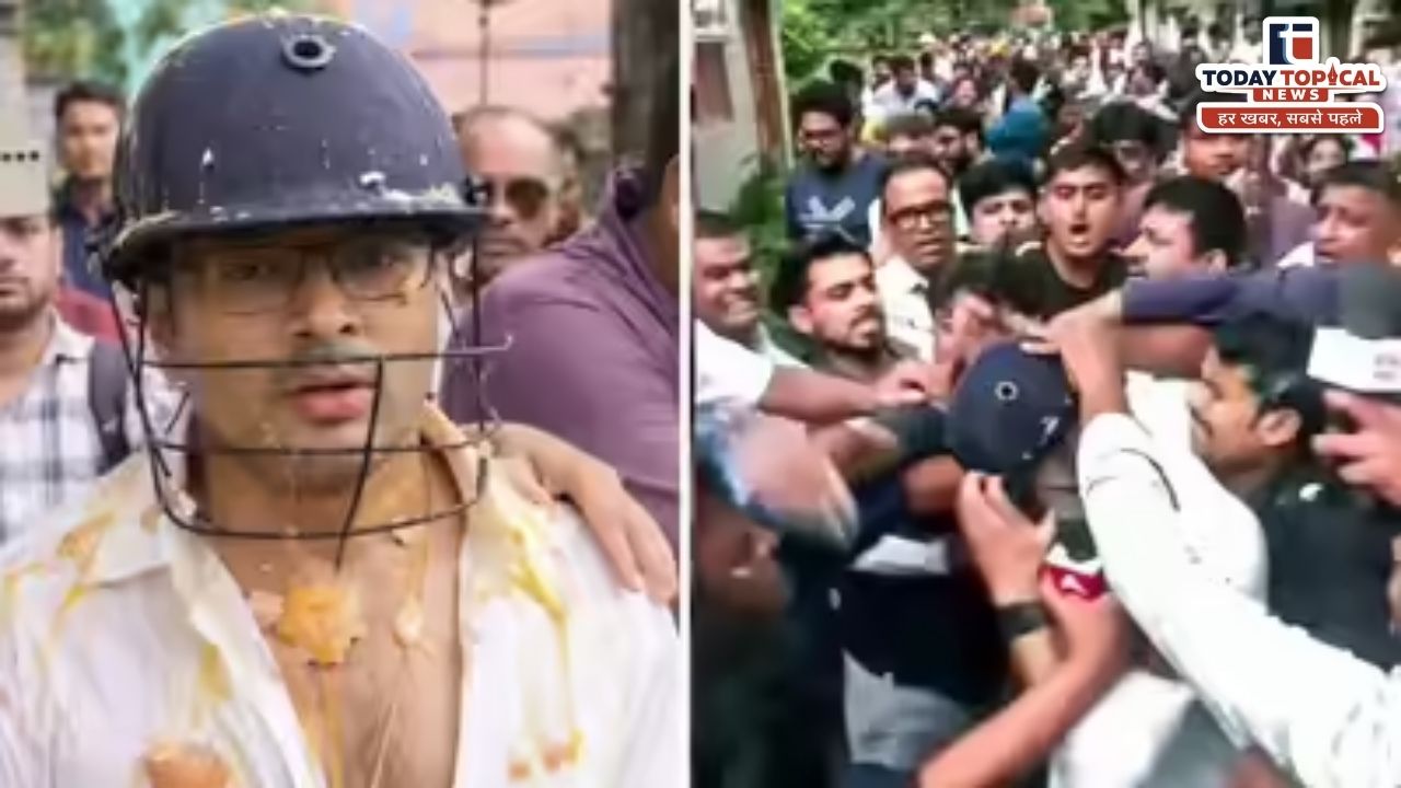 सोनारपुर में विरोध प्रदर्शन के दौरान टीएमसी सांसद अभिषेक बनर्जी पर अंडे और जूते फेंके गए।