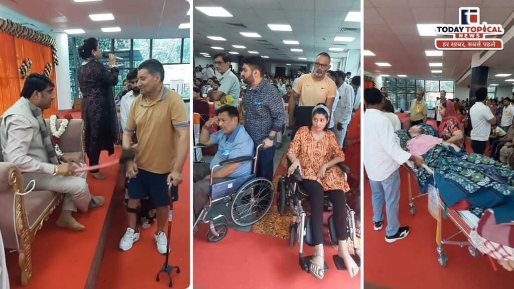 व्हीलचेयर पर भी गुरु जी से मिलने पहुंचे श्रद्धालु