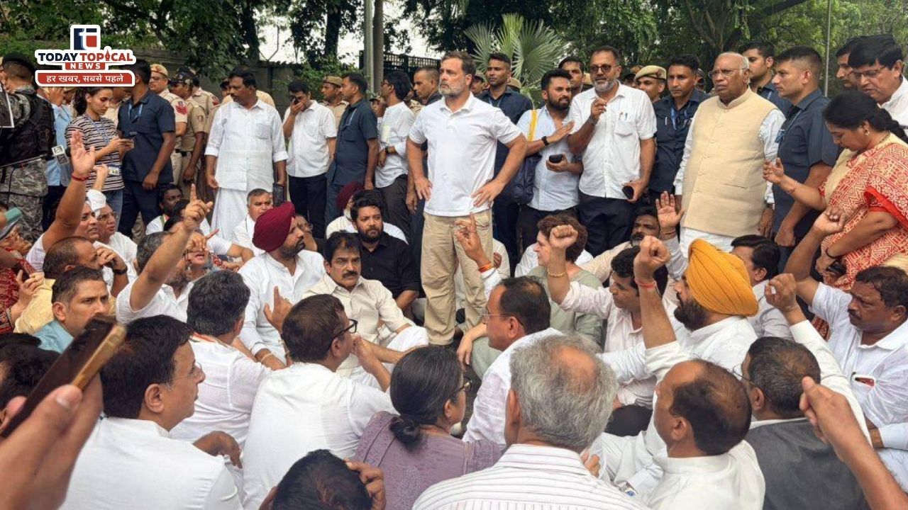 पीएम आवास के पास राहुल गांधी का धरना